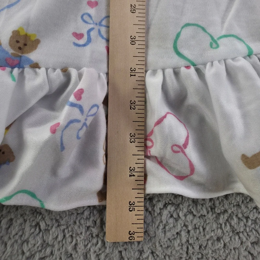 Kid Duds Vintage Girls Nightgown Size 6 White Bear Puppy Lace Ruffle 90s